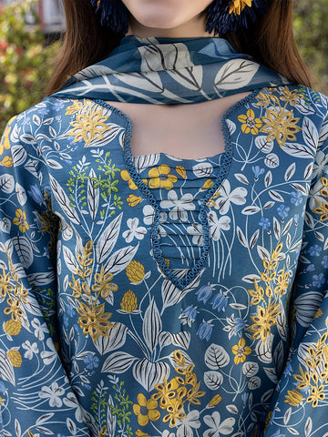 Rosy – Soft Pink Floral 3-Piece Unstitched Lawn Suit For Women